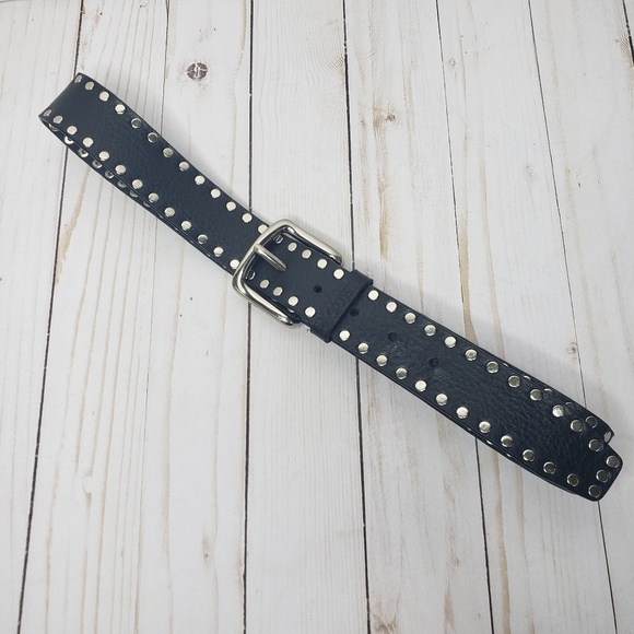 Guess Accessories - Guess Black Leather Studded Belt